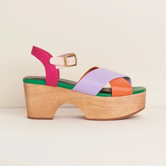 New! CHARLOTTE STONE Dermot Chunky Platform Clog Sandals in Confetti - Picture 5 of 16